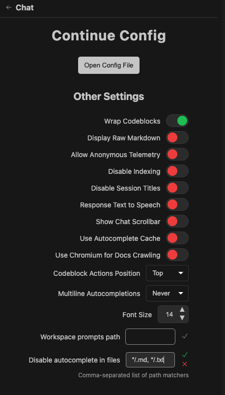 User Settings Page